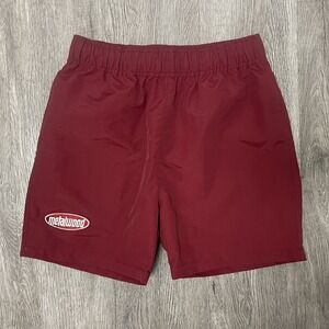 Metalwood Studios Shorts Men's Small Red Oval Logo Nylon Swim Trunks Gym Running